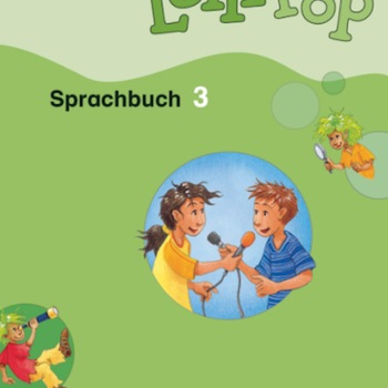 Cover of language book 3 "Lollipop" with two children interviewing each other