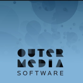 Logo in black on sea blue background: "Outermedia Software".