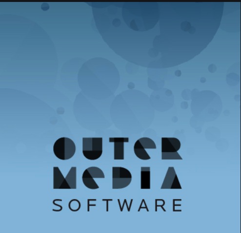 Logo in schwarz auf meerblauem Hintergrund: "Outermedia Software"