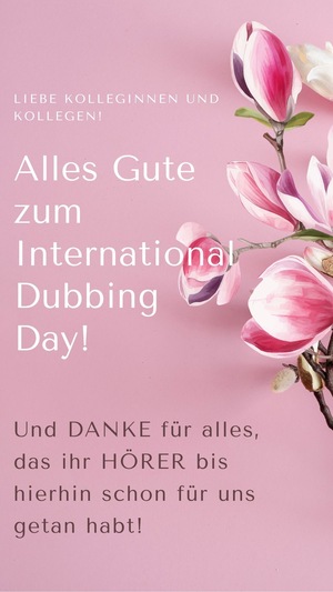 Ein Foto zum International Dubbing Day mit Glückwünschen und einem Dankeschön an die Hörer von Synchronsprecherin Ann Vielhaben.