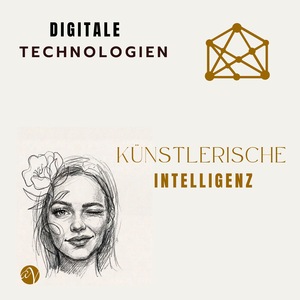 Grafische Darstellung des Kontrasts zwischen technischer KI und menschlicher künstlerischer Intelligenz im Voiceover-Bereich.